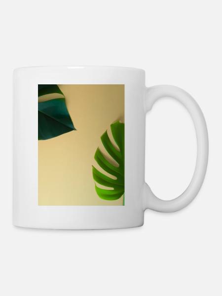 Monstera-Blätter - Tasse - Weiß