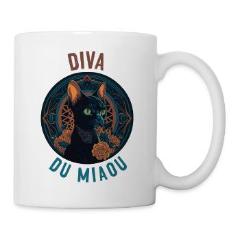 Porträt einer eleganten Katze: Diva du Miaou - Tasse - Weiß - Rechts