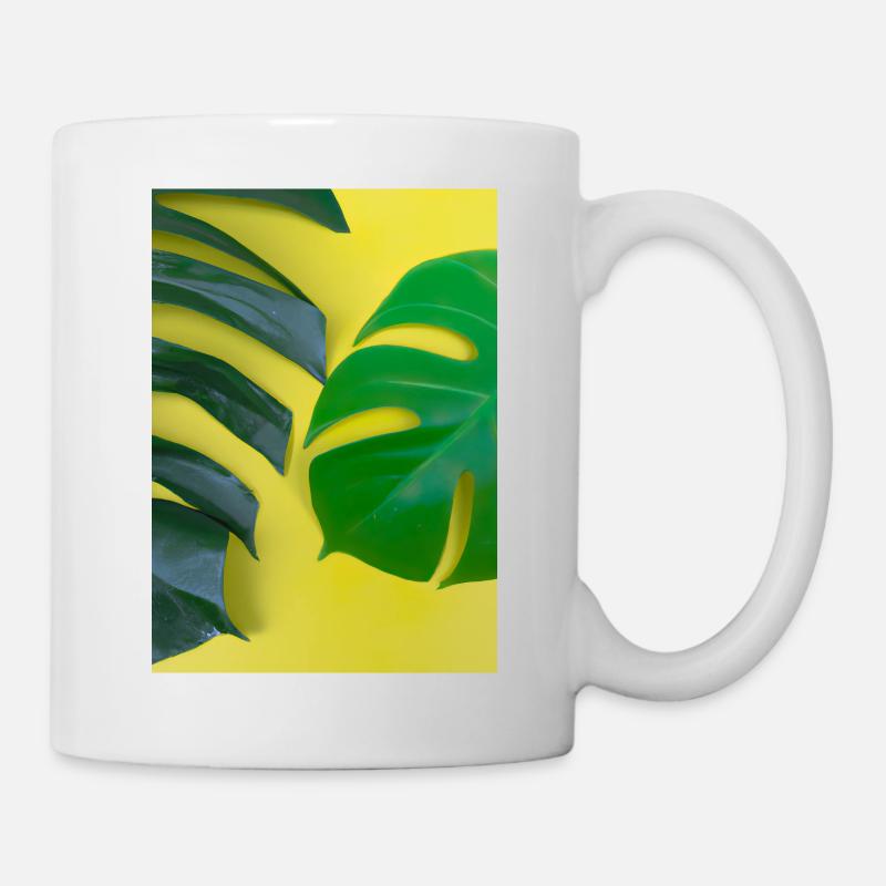 Monstera-Blätter - Tasse - Weiß