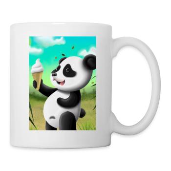 Panda mit Eiscreme - Tasse - Weiß - Rechts