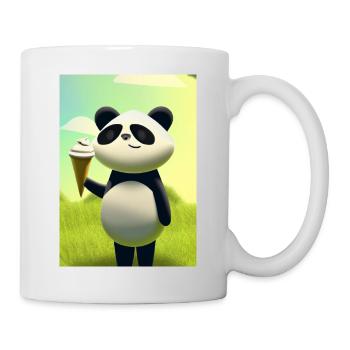Panda mit Eiscreme - Tasse - Weiß - Rechts