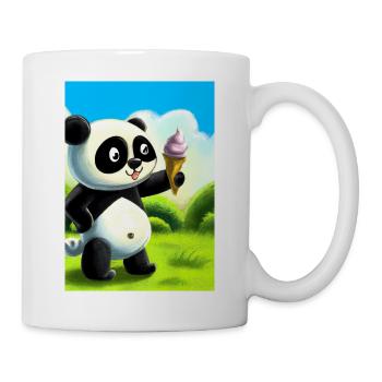 Panda mit Eiscreme - Tasse - Weiß - Rechts