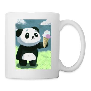 Panda mit Eiscreme - Tasse - Weiß - Rechts