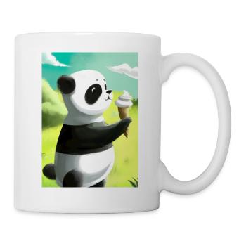 Panda mit Eiscreme - Tasse - Weiß - Rechts