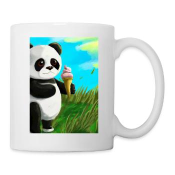 Panda mit Eiscreme - Tasse - Weiß - Rechts