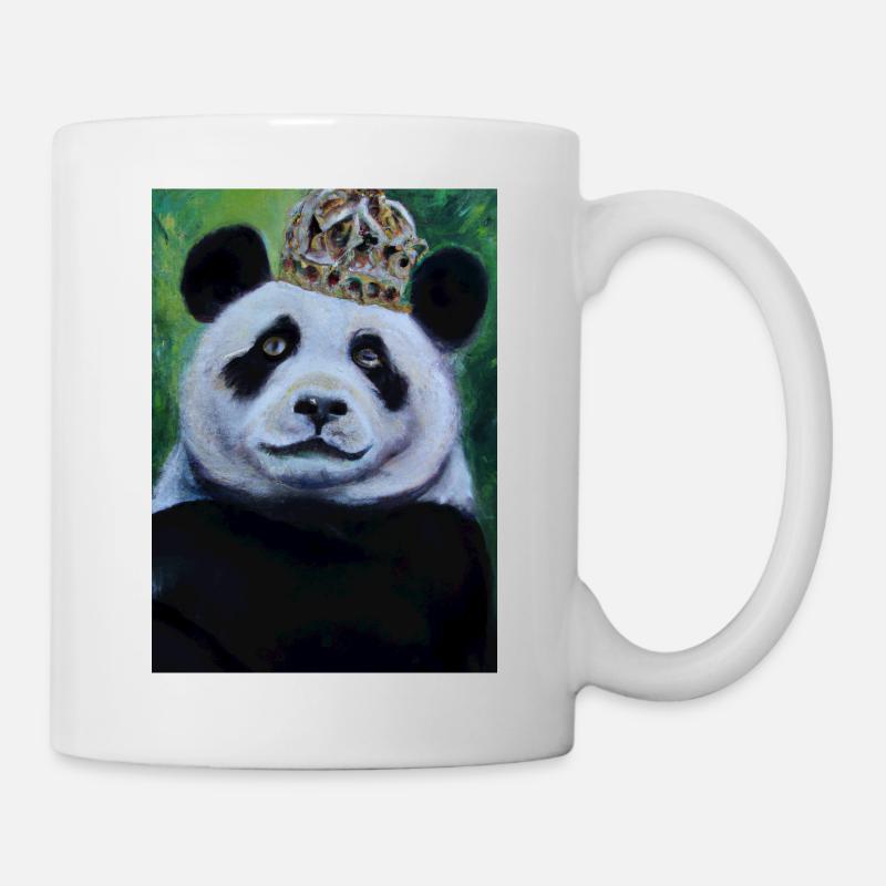 Panda mit Krone Ölgemälde - Tasse - Weiß