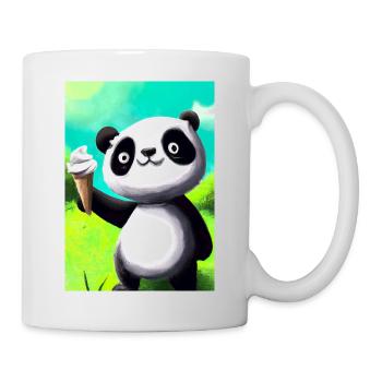 Panda mit Eiscreme - Tasse - Weiß - Rechts