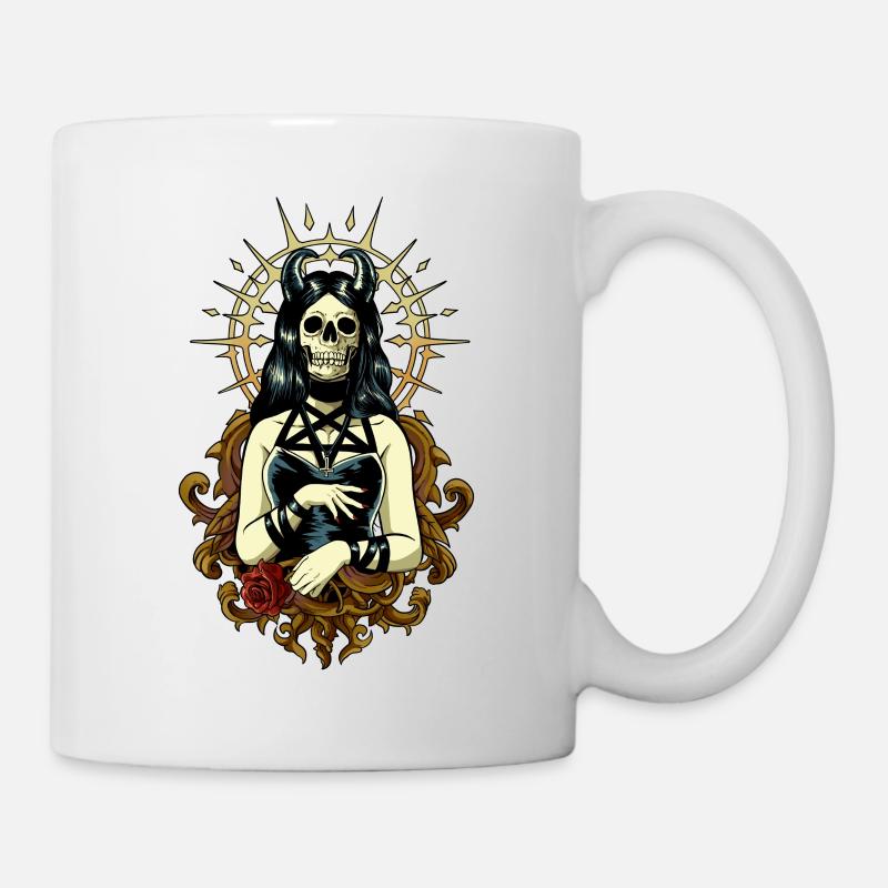 Esthétique gothique Goth Filles Pentagramme Croix de Saint-Pierre - Mug blanc - blanc