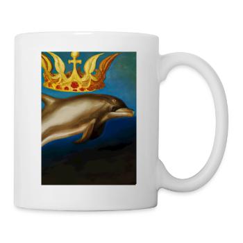 Delfin mit Krone - Tasse - Weiß - Rechts