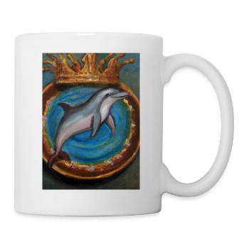 Delfin mit Krone - Tasse - Weiß - Rechts