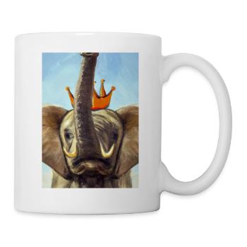 Elefant mit Krone - Tasse - Weiß - Rechts