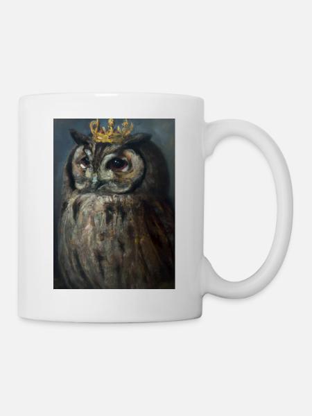 Eule mit Krone - Tasse - Weiß