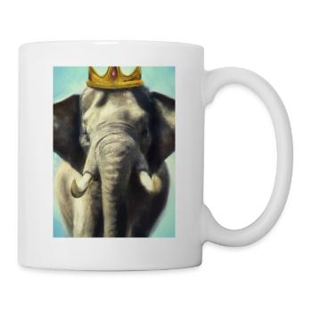 Elefant mit Krone - Tasse - Weiß - Rechts