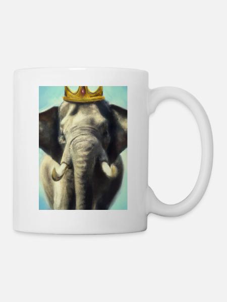 Elefant mit Krone - Tasse - Weiß
