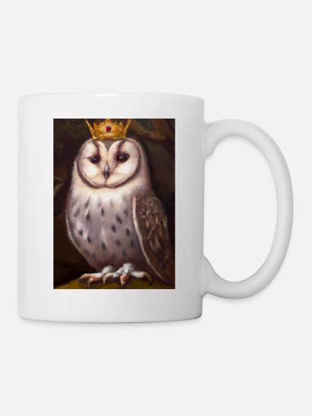 Eule mit Krone - Tasse - Weiß