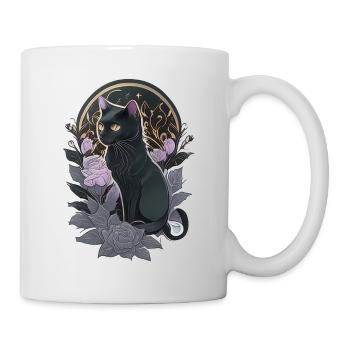 black cat gothic style - Mug - white - Right