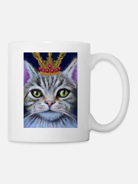 Katze mit Krone - Tasse - Weiß