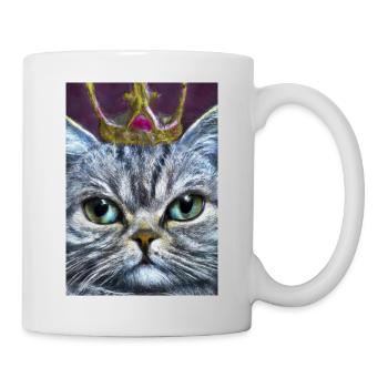 Katze mit Krone - Tasse - Weiß - Rechts