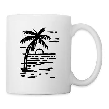 Beach palm tree at sunset - Mug - white - Right