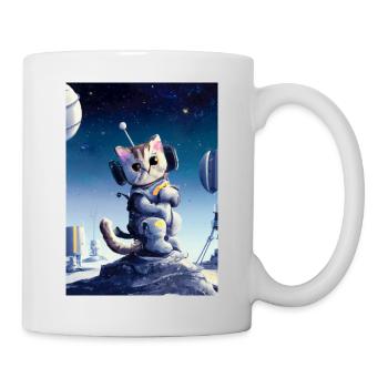 Astronautenkatze - Tasse - Weiß - Rechts