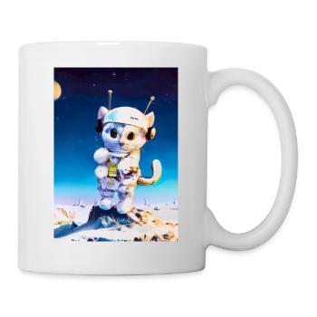 Astronautenkatze - Tasse - Weiß - Rechts