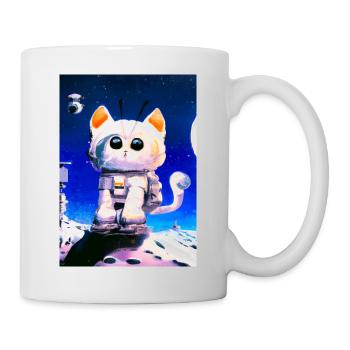 Astronautenkatze - Tasse - Weiß - Rechts