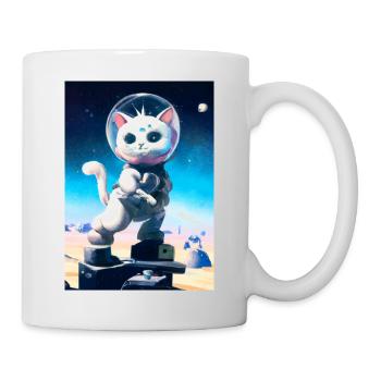 Astronautenkatze - Tasse - Weiß - Rechts