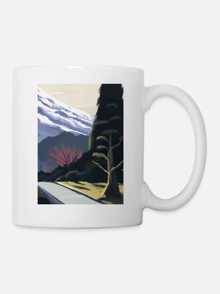 Pfad zu einem Berg - Tasse - Weiß