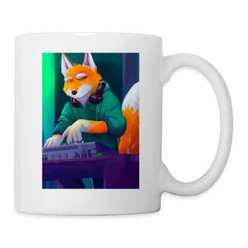 Fox am DJ-Pult - Tasse - Weiß - Rechts
