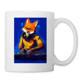 Fox am DJ-Pult - Tasse - Weiß - Rechts