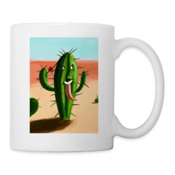 Lachender Kaktus in der Wüste - Tasse - Weiß - Rechts