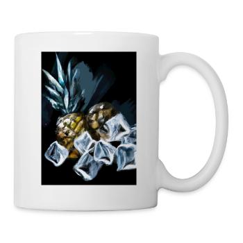 Ananas und Eiswürfel - Tasse - Weiß - Rechts