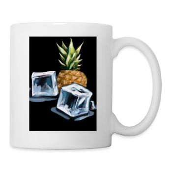 Ananas und Eiswürfel - Tasse - Weiß - Rechts