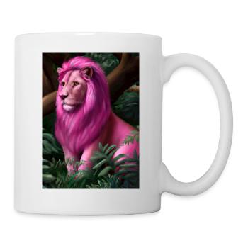 Rosa Löwe - Tasse - Weiß - Rechts