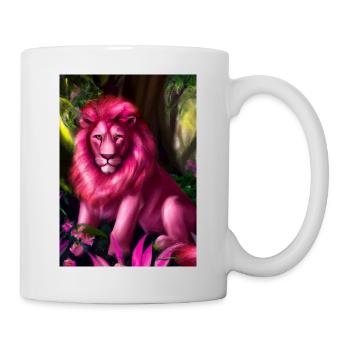 Rosa Löwe - Tasse - Weiß - Rechts