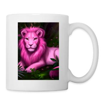 Rosa Löwe - Tasse - Weiß - Rechts