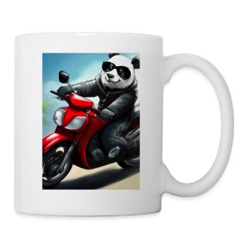 Motorrad-Panda - Tasse - Weiß - Rechts