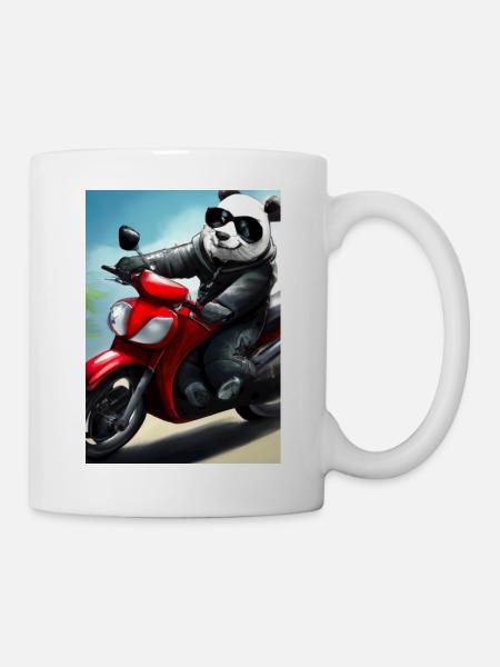 Motorrad-Panda - Tasse - Weiß