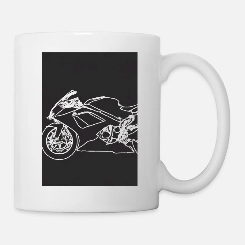 Umriss Motorrad - Tasse - Weiß