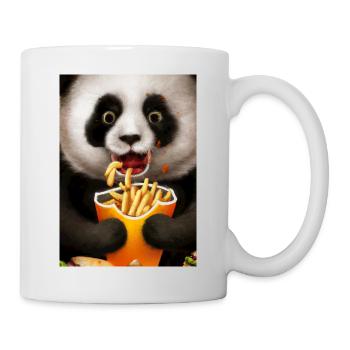 Panda isst Fast Food - Tasse - Weiß - Rechts