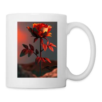 Rose auf dem Mond - Tasse - Weiß - Rechts