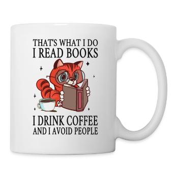 Je lis des livres, je bois du café et j’évite les gens - Mug blanc - blanc - Droite