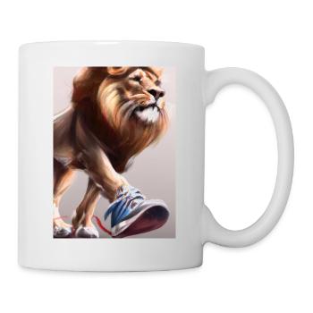 Löwe trägt Turnschuhe - Tasse - Weiß - Rechts
