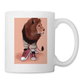 Löwe trägt Turnschuhe - Tasse - Weiß - Rechts