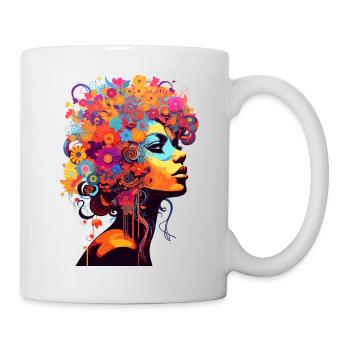 Fille aux cheveux floraux profitant de la vie spirituelle - Mug blanc - blanc - Droite