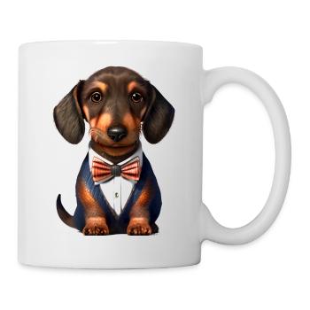 Dachshund Hunde mit Anzug Hund Dackelwelpe - Tasse - Weiß - Rechts