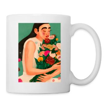 Frauen mit Blumen - Tasse - Weiß - Rechts