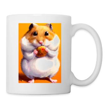 Hamster frisst - Tasse - Weiß - Rechts