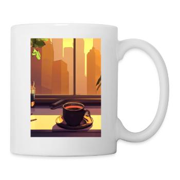 Fenster Kaffee Sonne - Tasse - Weiß - Rechts