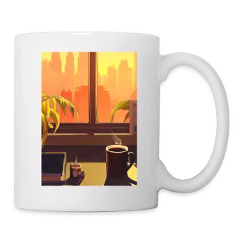 Fenster Kaffee Sonne - Tasse - Weiß - Rechts
